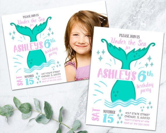 Under the Sea Mermaid Birthday Invite Printable Il_570xn