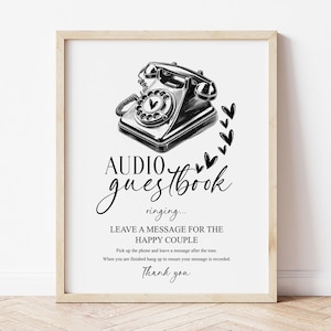 Voicemail Audio Guestbook Sign, Minimalist Wedding Guestbook Sign, Audio Booth Sign, Phone Message Guest Book Sign Printable, Wedding Props