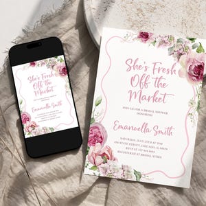 Frisch vom Markt Brautparty-Einladung, Blumenmarkt-Hochzeitsdusche einladen, Farmstand Brautparty, Garten-Luncheon-Party