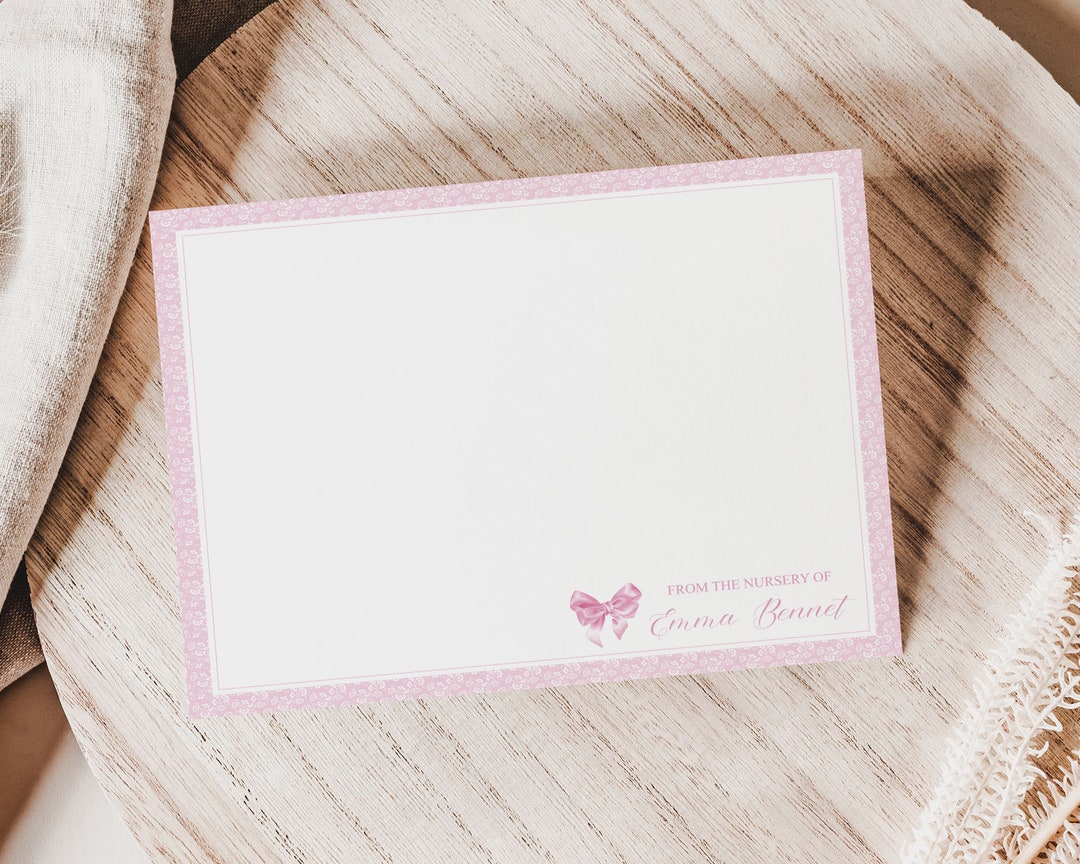 Girl Baby Shower Thank You Cards, Personalized Baby Girl Stationery