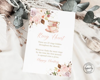 Ring Hunt Bridal Shower Game Sign, Bridal Tea Party Decor, Ring Game, Floral Tea High Tea, Tea Party Bridal Shower Party Game