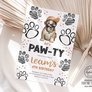 Dogs Birthday Party Invitation, Let&#39;s Pawty Printable Puppy Birthday Invite Party Animals Boy Birthday Invitation Puppy Vet Birthday