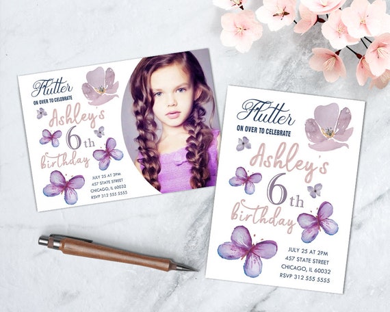 Butterfly Birthday Invitation, Spring Girl Birthday Invitation, Butterfly Party Invite, Garden Party Birthday Invitation, Butterfly Invite Il_570xn