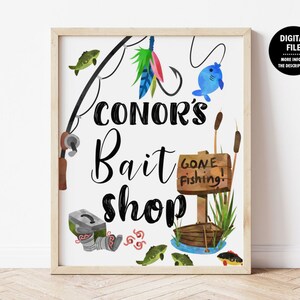 Bait Shop Welcome Sign, Fishing Birthday Party Poster, Gone Fishing Sign, Fishing Birthday Party Decoration, Printable Digital Custom Design