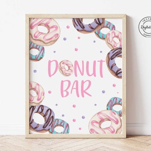 Donut Bar Sign, Two Sweet Girl Birthday Party Decor, 2nd Second Birthday Decoration Printable, Donut Grow Up Table Sign, 1st Birthday 1069