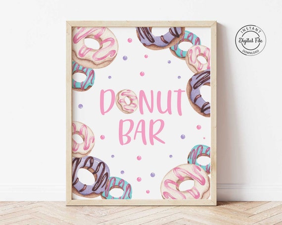 Donut Bar Sign, Two Sweet Girl Birthday Party Decor, 2nd Second Birthday Decoration Printable, Donut Grow Up Table Sign, 1st Birthday 1069 Il_570xn