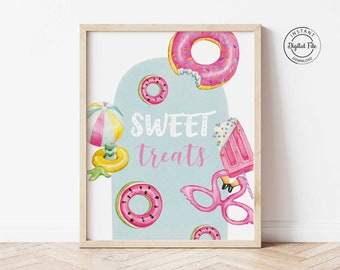 Desserts Table Sign, Pool Party Decor, Sweet Treats Party Poster, Pool Party Decoration Printable, Splish Splash Food Table Decorations 1064