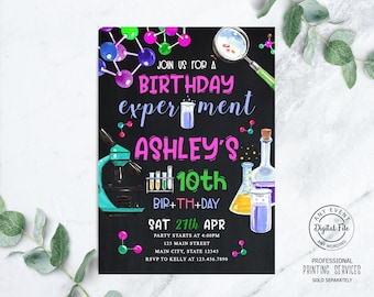 Science Party Invitation, Girl Science Birthday, Science Experiment, Mad Scientist Invitation, Science Lab Party Printable Digital File 1022