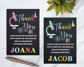 Science Party Printable, Science Birthday Thank You Card, Science Experiment Party, Mad Scientist Birthday, Science Lab Thank You Tag 1022