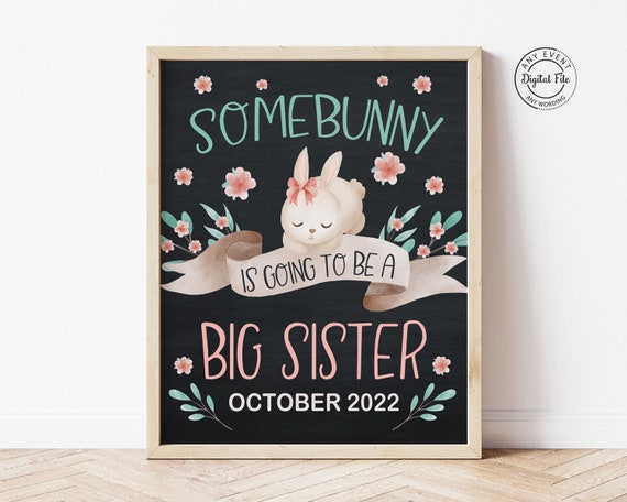Big Sister Somebunny Easter Digital Announcement, Easter Bunny Pregnancy Reveal Sign Printable, I'm Going to be Big Sister, Promoted to Il_570xn