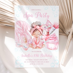Spa Birthday Invitation, Makeup Girl Birthday, Slumber Sleepover, Manicure & Pedicures Digital, Glamour Birthday Party, Pamper Party Invite