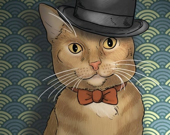 The Dapper Cat - Edwardian Cat Drawing