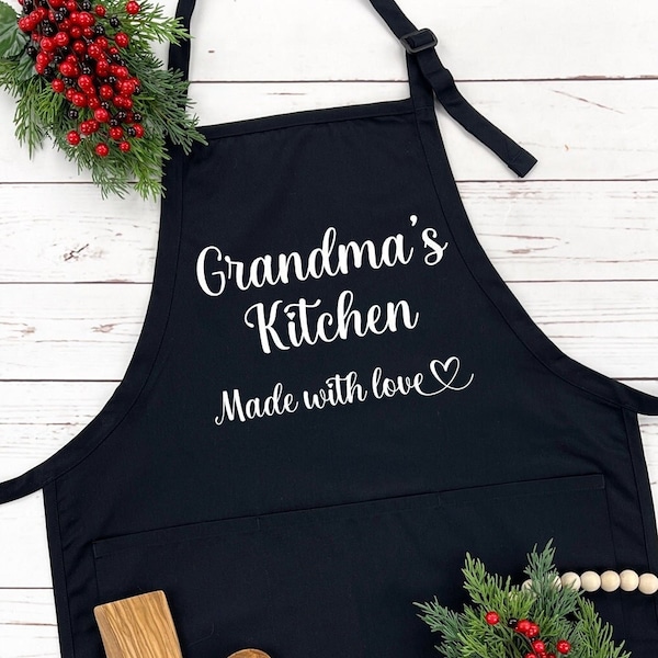 Personalized Grandma's Kitchen Apron, Cooking, Baking, Nana's Kitchen, Christmas Gift, Gifts, Women, Apron Gift - FREE FAST SHIPPING