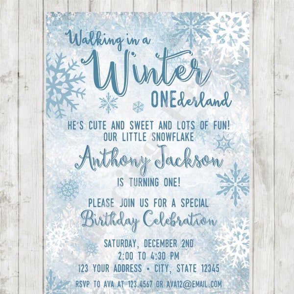 Winter ONEderland Birthday Invitation - Printed Winter Birthday Invitation by Dancing Frog Invitations