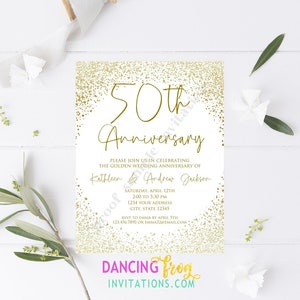 PRINTED 4.25X5.5 50th Wedding Anniversary Invitation Golden Anniversary Anniversary Invitation white/kraft envelope included image 1