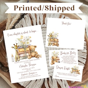 PRINTED 5X7, A new chapter is about to begin, Baby Shower Invitation, Story book, Baby Shower, Book Baby Shower, envelope included