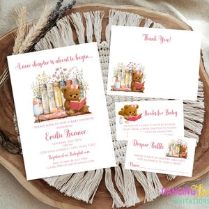 PRINTED 5X7, A new chapter is about to begin, Baby Shower Invitation, Story book, Baby Shower, Girl Book Baby Shower, envelope included