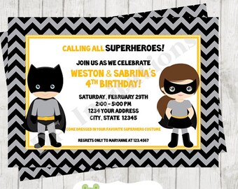 Superhero Birthday Invitation - Custom Printed Superhero Birthday Invitation - by Dancing Frog Invitations