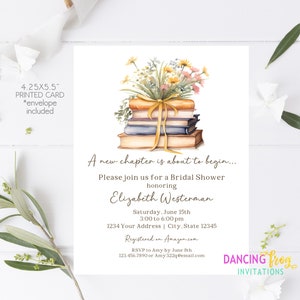 PRINTED, A new chapter is about to begin, Bridal Shower Invitation, Story book, Bridal Shower, Books, envelope included