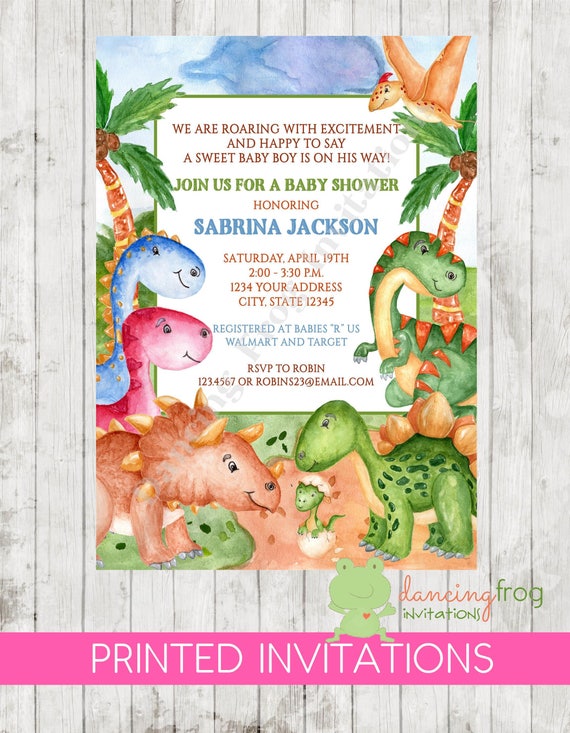 custom dinosaur baby shower invitations