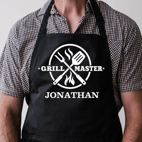 Mens Apron, Personalized Grill Master Apron, Cooking, Grill Master, Christmas Gift, Gift, Men, Women, Apron Gift - FREE FAST SHIPPING