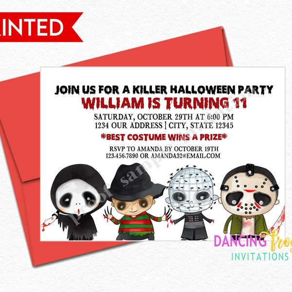 Halloween Scary Birthday Invitation, Halloween, Halloween Party, Scary Movie, Printed invitations, Halloween Birthday Invitation