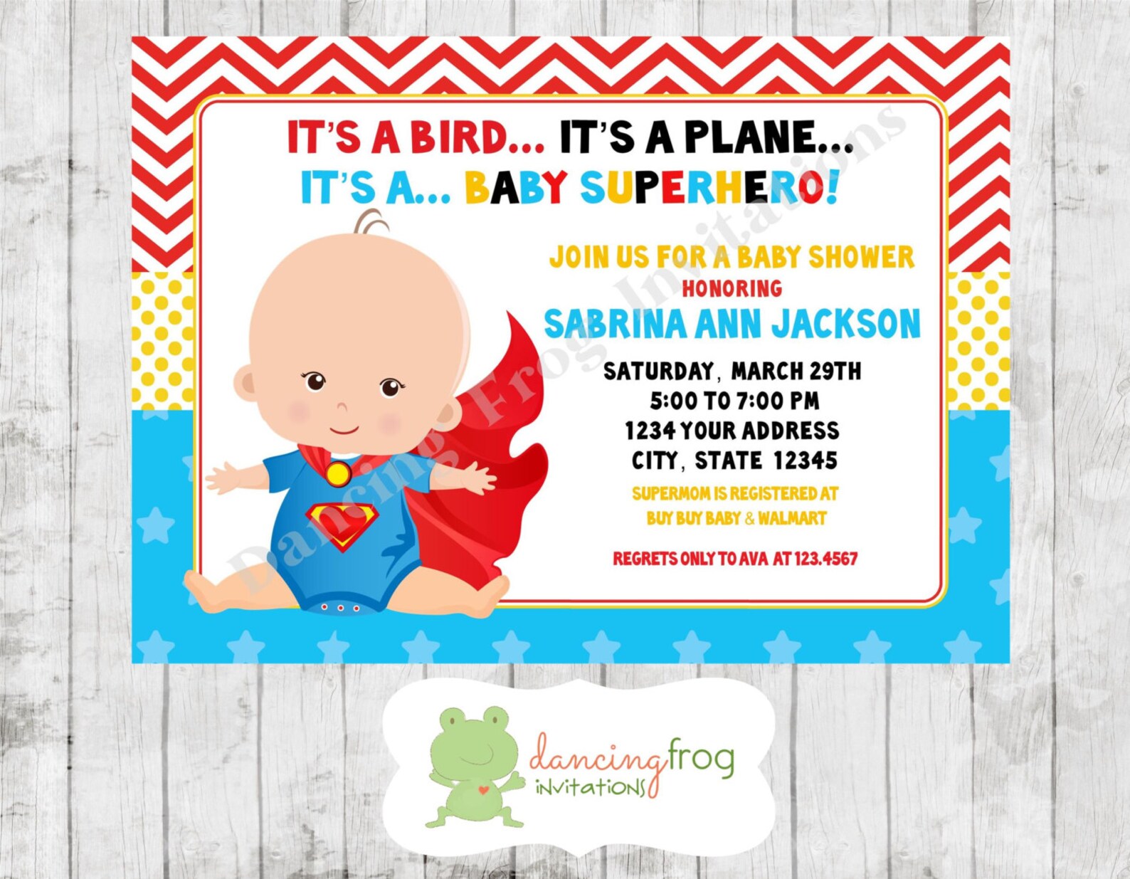 Superhero Baby Shower Invitation Custom Printed Superhero Etsy