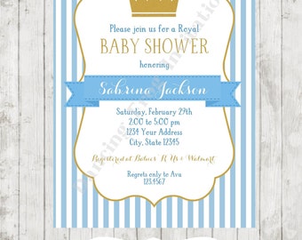 Royal Prince Baby Shower Invitation - Printed Royal Baby Shower Invitation by Dancing Frog Invitations