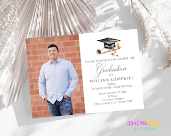 PRINTED 5X7, Photo Graduation Invitations, Class of 2026, Graduation Announcement, Graduation Party, Grad, 2026, envelopes included