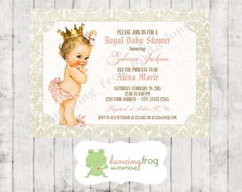 Vintage, Antique Princess Baby Shower Invitation - Printed Vintage Baby Shower Invitation by Dancing Frog Invitations