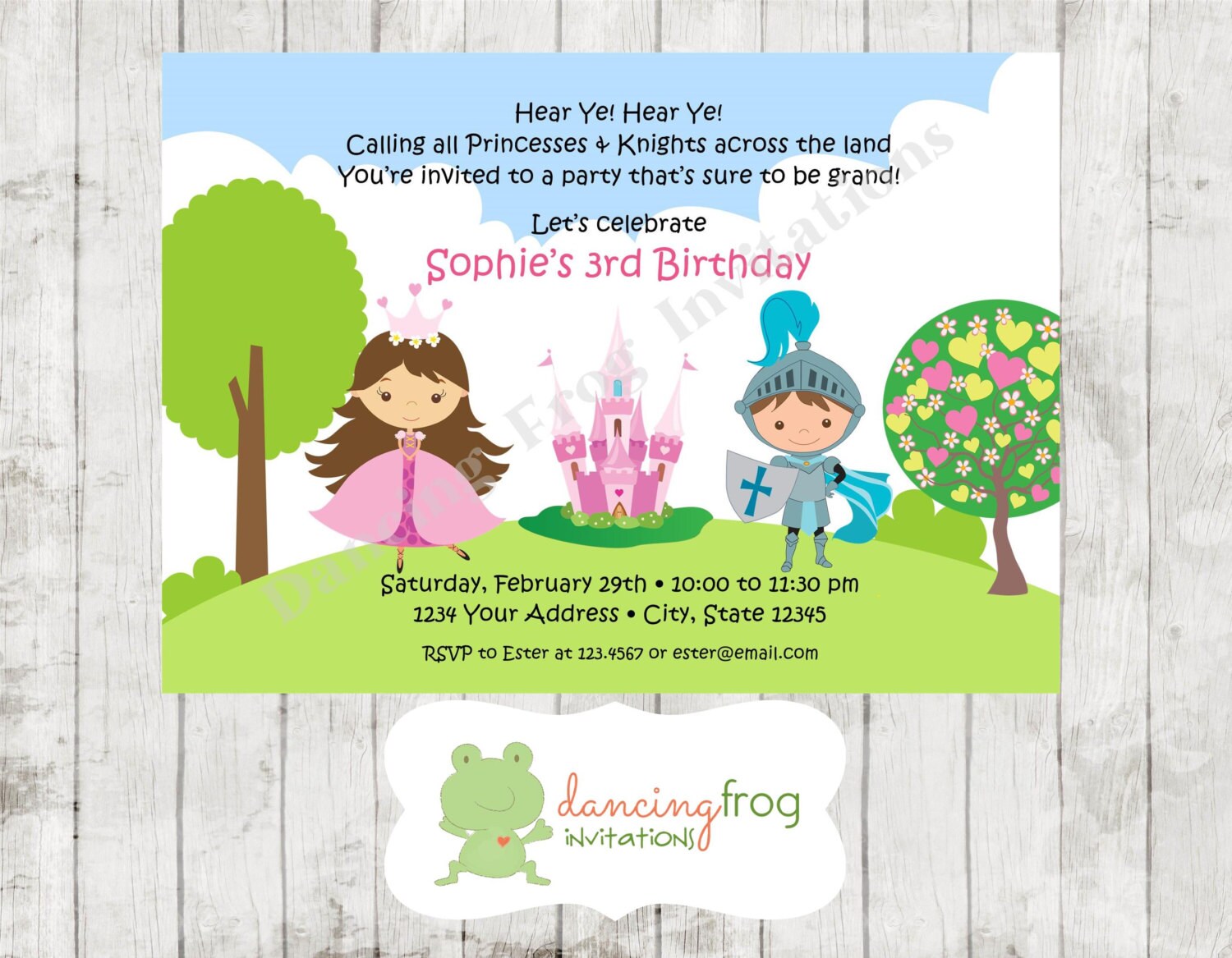 Princess And Knight Birthday Invitation Custom Printed Etsy France