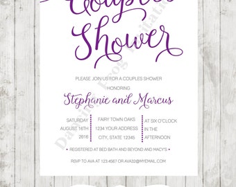 Any color, Couples Shower Invitation - Printed Couples Shower Invitation by Dancing Frog Invitations