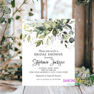 PRINTED 4.25X5.5, Greenery Eucalyptus Bridal Shower invitation, Greenery Bridal Shower Invitation, envelopes included