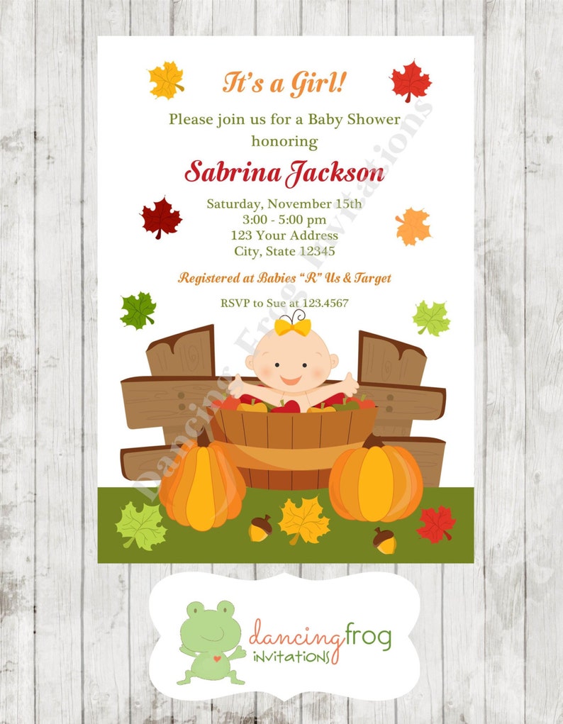 Girl Fall Baby Shower Shower Invitation Printed Fall Baby | Etsy