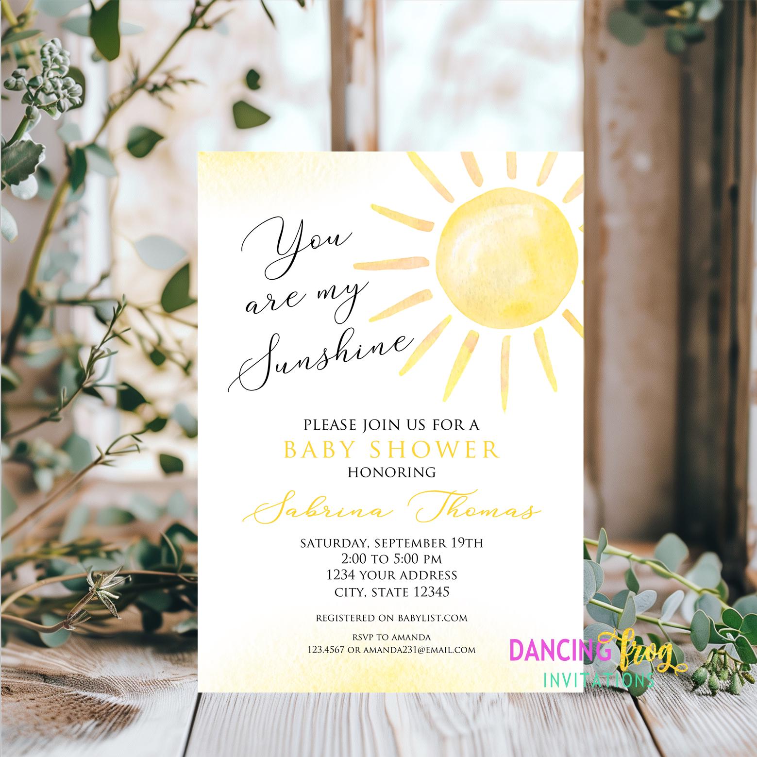 PRINTED, Sunshine Baby Shower Invitation, Sunshine, Baby Shower, Sun Sunny Baby  Shower, Envelope Included - Etsy, image size:1559x1559
