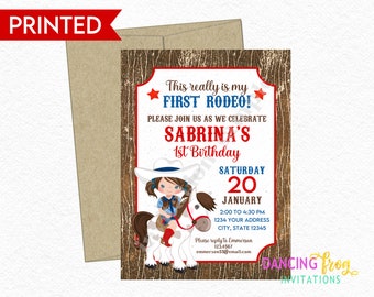 First Rodeo Birthday Invitations, Cowgirl Birthday, Rodeo, Western, This is my first rodeo birthday, Girl Birthday, envelopes included