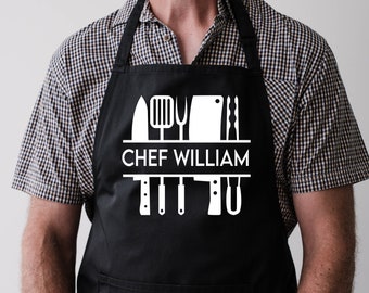 Personalized Chef Apron, Cooking, Baking, Christmas Gift, Gifts, Men, Father's Day, Apron Gift - FREE FAST SHIPPING