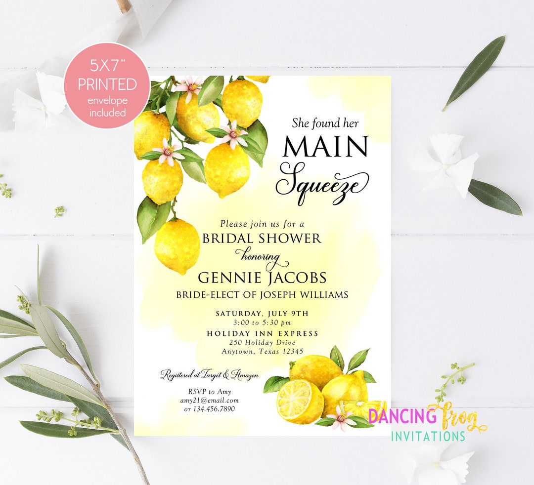 Printed Lemon Bridal Shower Invitations Custom Printed She Found Her