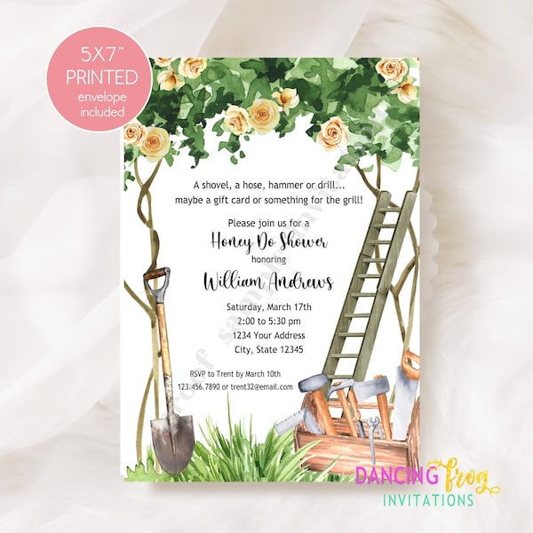 Honey Do Invitation, Honey Do Shower Invitation, honey do party invite, honey do couples shower, Watercolor, 5X7" Printed, with envelopes