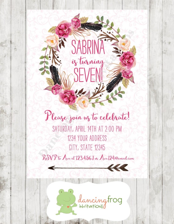 Invitaciones de cumpleaños de la niña Boho flores de - Etsy España Invitaciones de cumpleaños de la niña Boho flores de - Etsy España