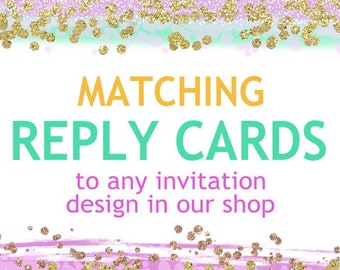 Matching REPLY CARDS to ANY invitation design in our shop - Matching reply rsvp cards by Dancing Frog Invitations