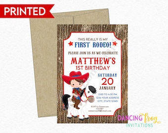 First Rodeo Birthday Invitations, Cowboy Birthday, Rodeo, Western, This is my first rodeo birthday, Boy Birthday, envelopes included