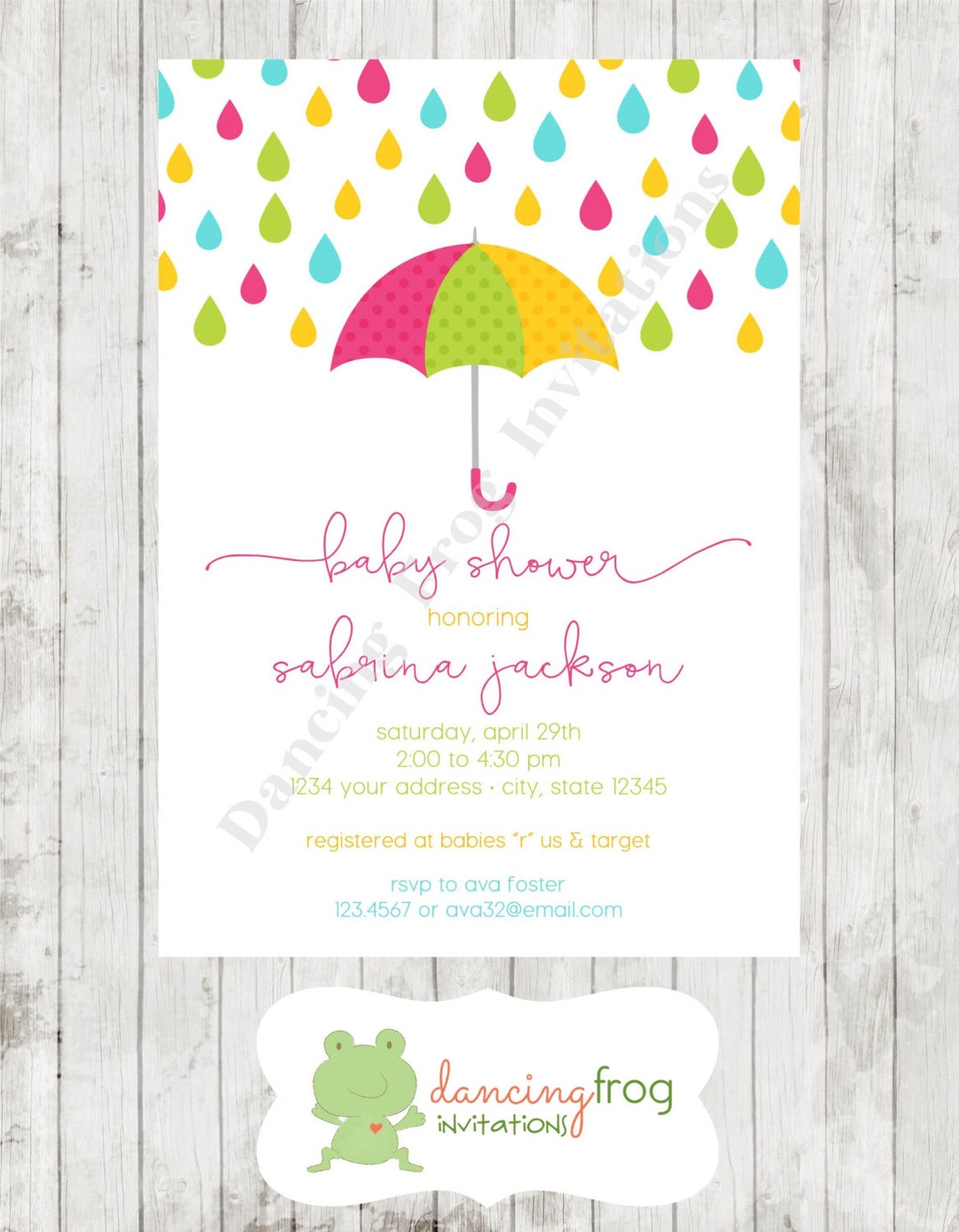 Raindrop Baby Shower Invitations Printed Baby Baby Shower Invitation by ...