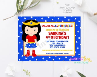 Superhero Birthday Invitation - Custom Printed Superhero Birthday Invitation - by Dancing Frog Invitations