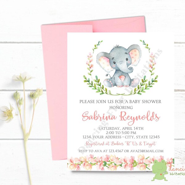 Elephant Baby Shower Invitation Etsy