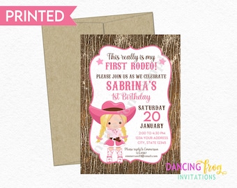 First Rodeo Birthday Invitations, Cowgirl Birthday, Rodeo, Western, This is my first rodeo birthday, Girl Birthday, envelopes included