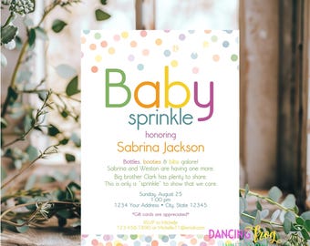 Printed 5X7, Gender Neutral Baby Sprinkle Invitations, Printed Baby Sprinkle Invitation, Baby Sprinkle, envelopes included