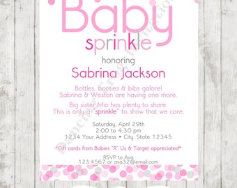 Baby Sprinkle Invitations - Printed Baby Spinkle Invitation by Dancing Frog Invitations