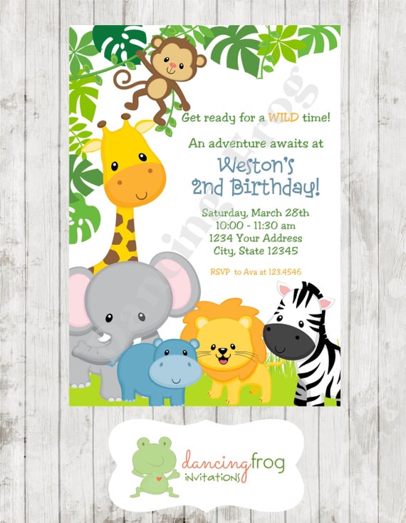 Animaux Sauvages Jungle Invitations Danniversaire Safari Etsy