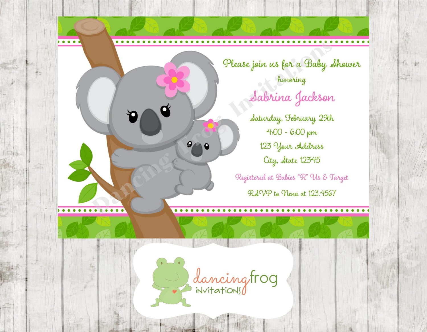 Koala Bear Pink Or Blue Baby Shower Invitations Printed Etsy